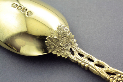 Pierced Vine Gilded Silver Dessert Spoons (Pair) - C J Vander